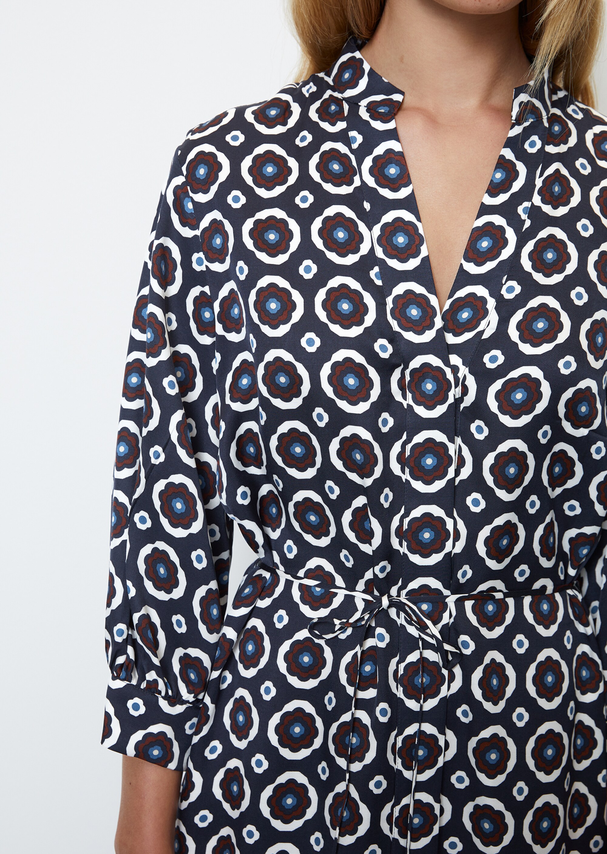 Hemdblusenkleid mit 3/4-Ärmeln relaxed aus Viskose-Twill