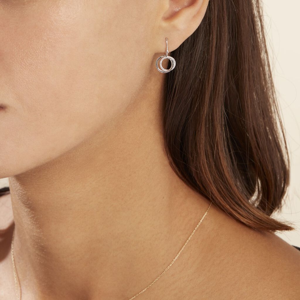 Boucles D'oreilles Pendantes Or Blanc Tresha Diamants