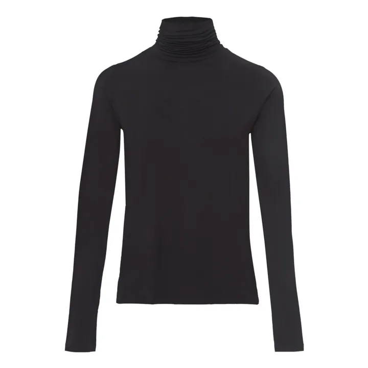 Baserange Col Roulé Bamboo Jersey | Noir