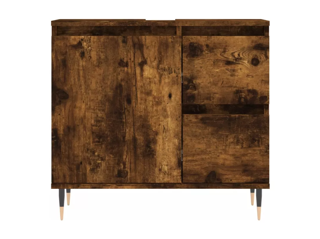 Armoire de bain chêne fumé 65x33x60 cm bois d'ingénierie