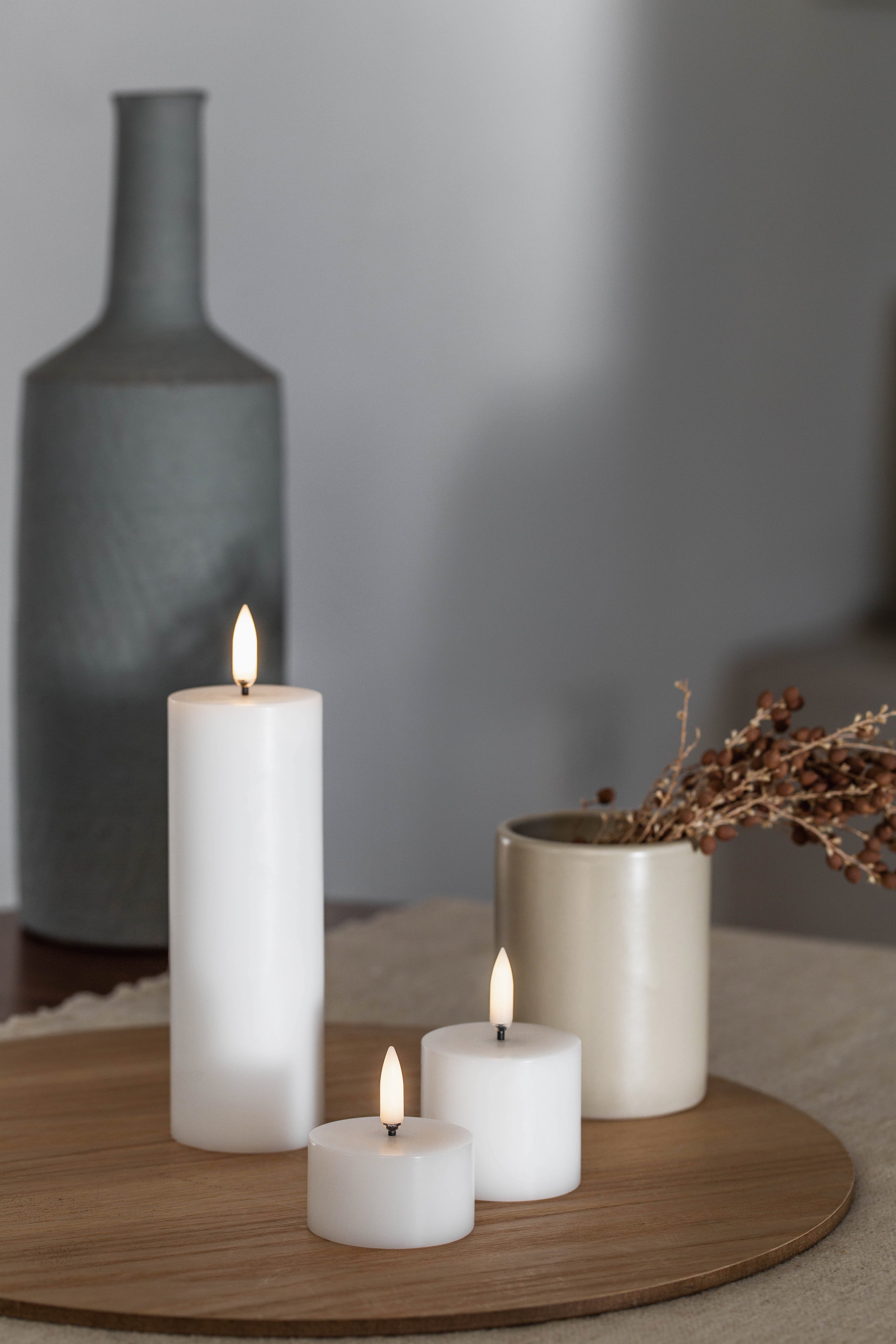 Uyuni  LED Pillar lys, Nordic White - H14,5 cm.
