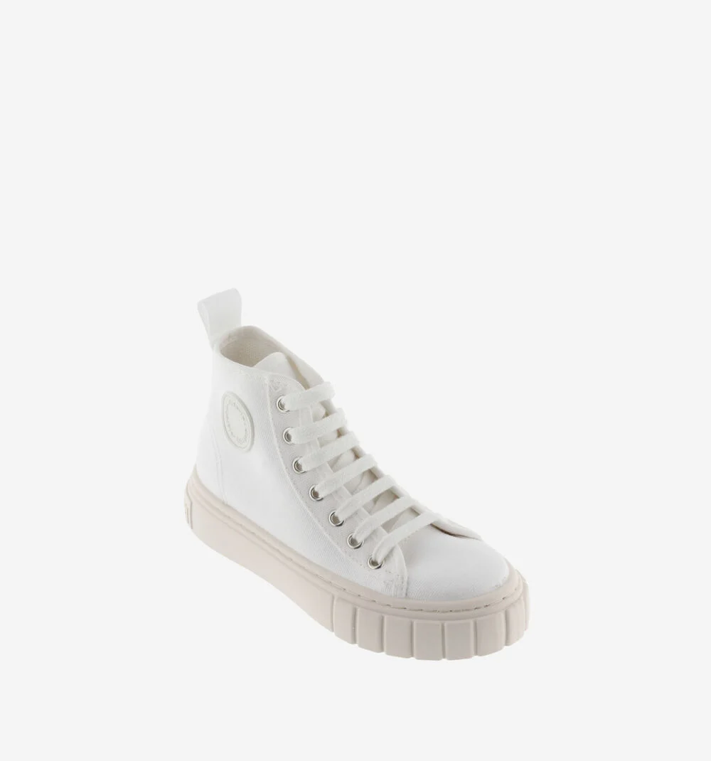 ABRIL BOTTINE TOILE Baskets montantes en toile avec patch pour femme BLANCO