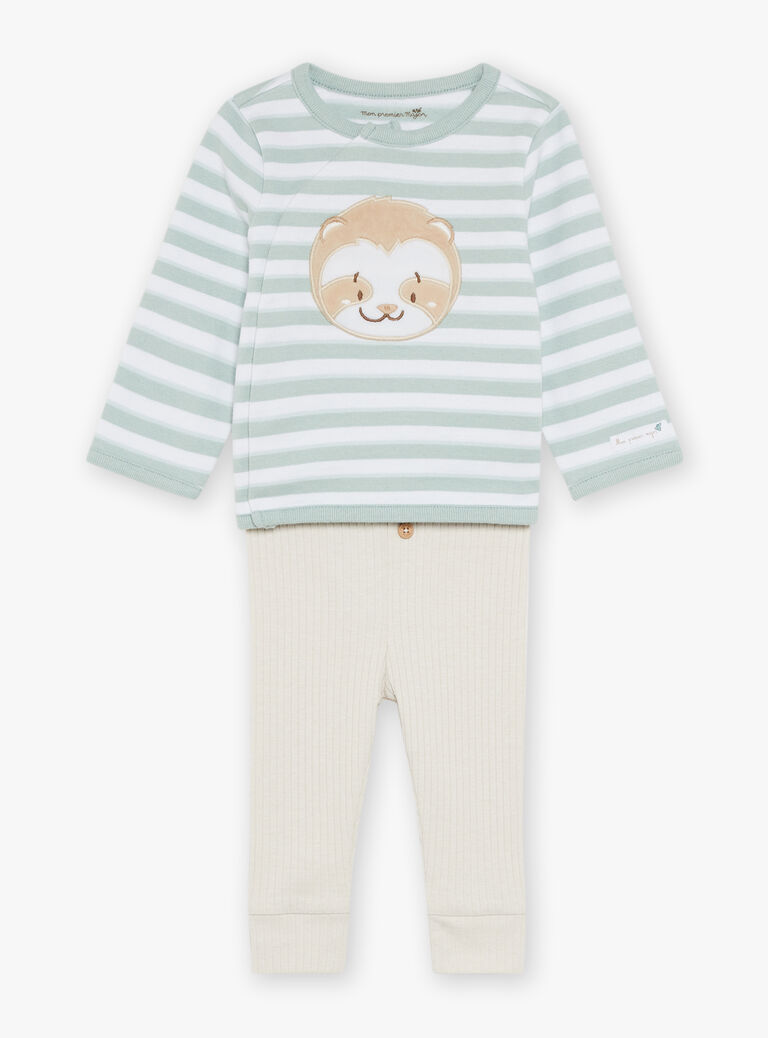 Ensemble sweat écru et legging beige