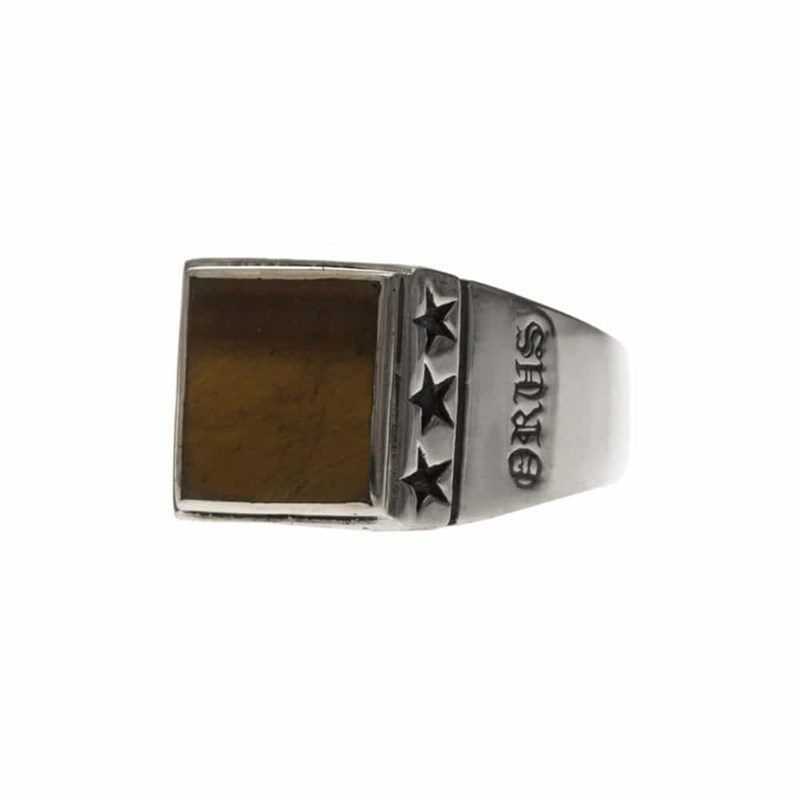 Chevalière Homme étoiles oeil De Tigre Argent