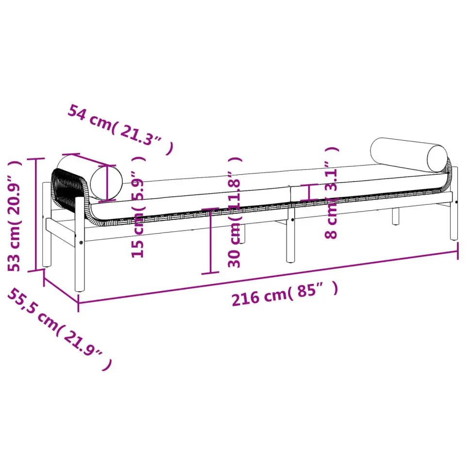 vidaXL - Tuinbank - Zwart - Poly rattan
