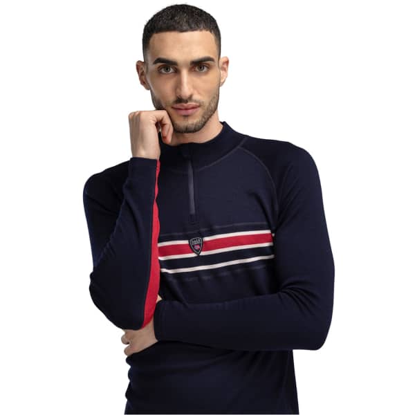 Pull DALE OF NORWAY AKSLA BASE LAYER HALF ZIP SWEATER NAVY RED OFFWHITE