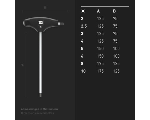 INBUS® 70129 T-greep schroevendraaierset, 8-delig, 2–10 mm, met HybridTouch