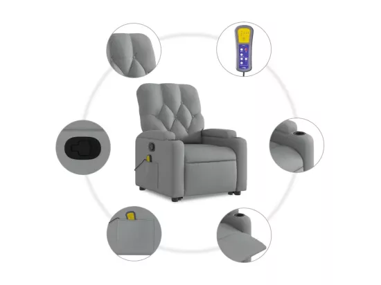 Fauteuil massant inclinable Gris clair Tissu