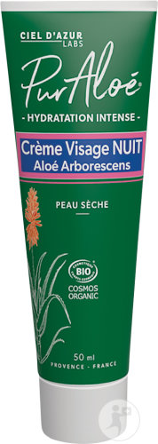 Pur Aloe Crème Visage Nuit Aloe Arborescens Peau Sèche Tube 50ml