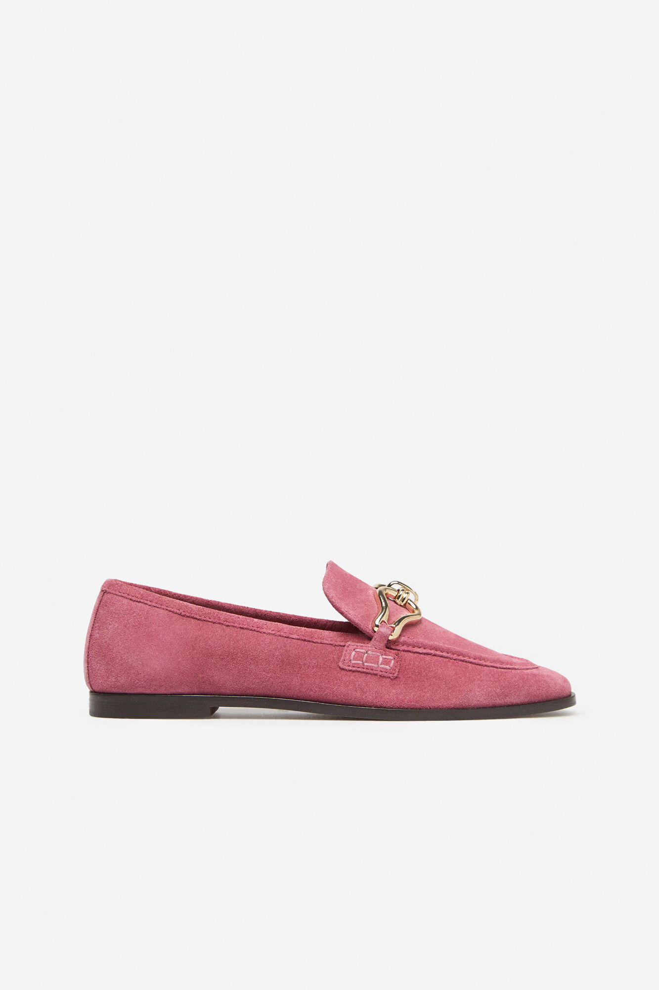 Mocassins de couro com fivela - Fúcsia