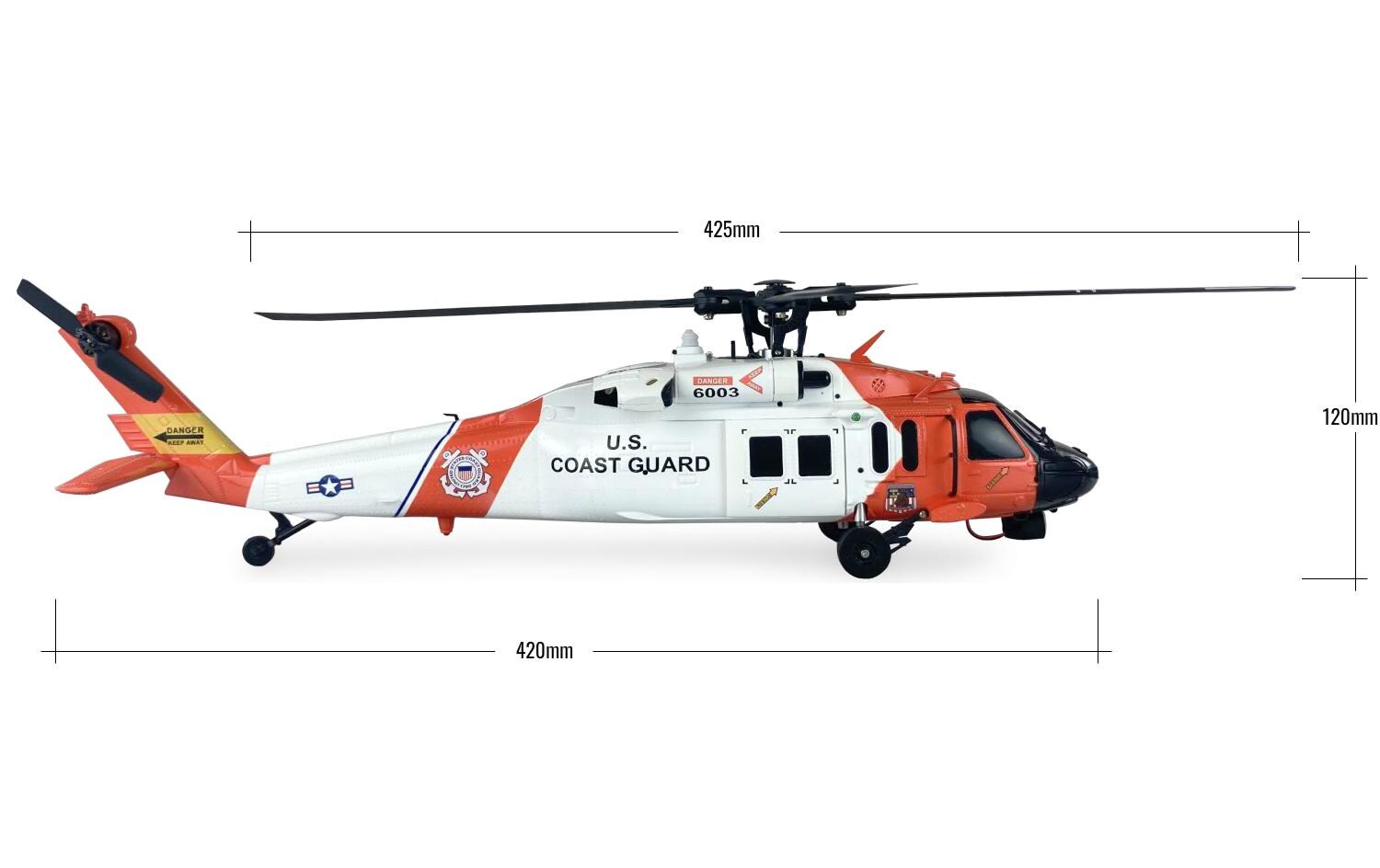 Helikopter UH60 Black Hawk Coastguard 6-Kanal, RTF<br>Pitchgesteuerter Sikorsky UH60 Transporthubschrauber