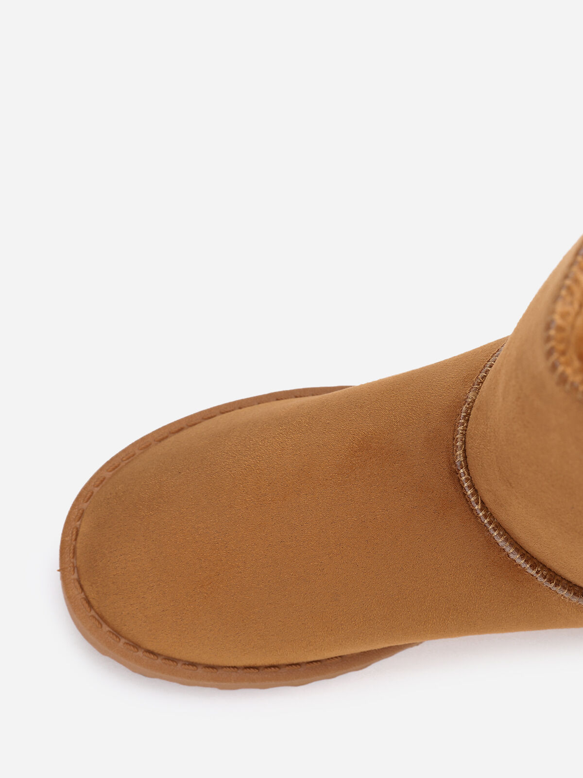 Boots fourrées à rubans noués- Camel