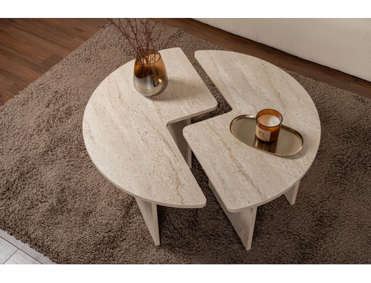 CONCEPT1 - Table basse Moira travertin 90 x 90 x h41cm