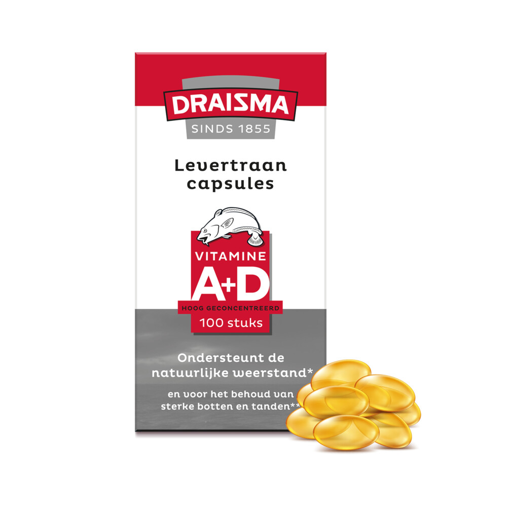 Draisma Levertraan Vitamine A&D 100 capsules