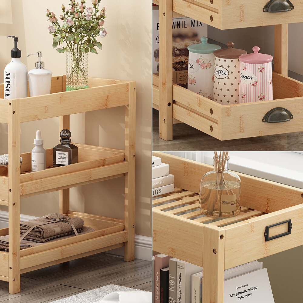 Vicco Aufbewahrungsregal Legum Bambus 66 x 66 cm mit 3 Ablagen