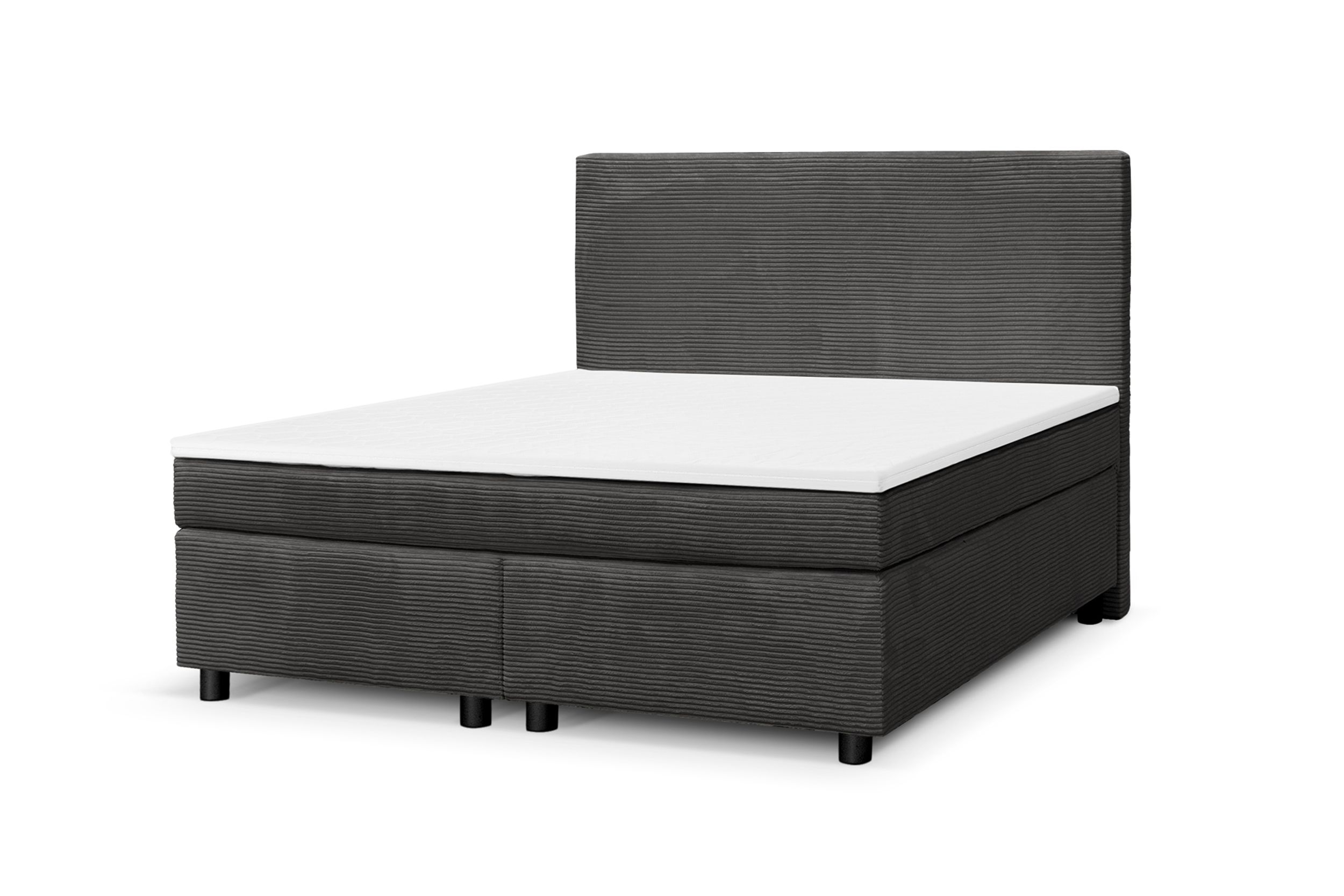 Boxspringbett Paxos Cordstoff Graphite 140x200 Hotelbett Bonellfederkern Bett
