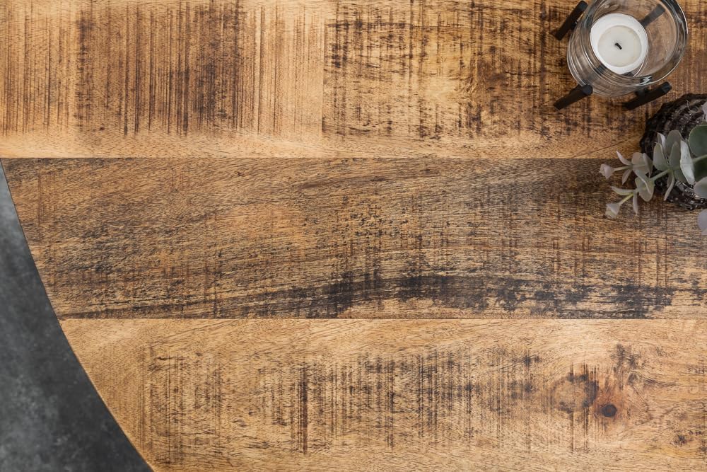 invicta INTERIOR Massiver Esstisch Iron Craft 120cm rund Natur Mangoholz Tisch Bistrotisch Küchentisch Holztisch