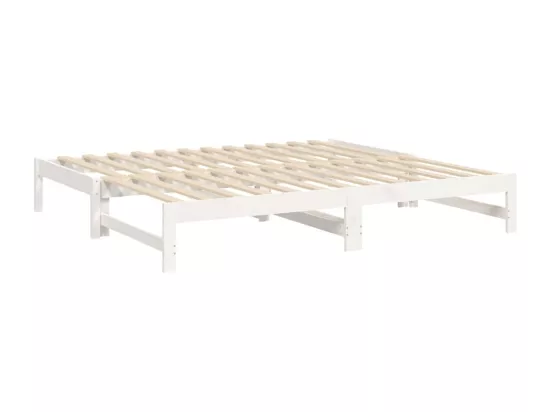 Lit coulissant Blanc 2x(75x190) cm Bois de pin massif