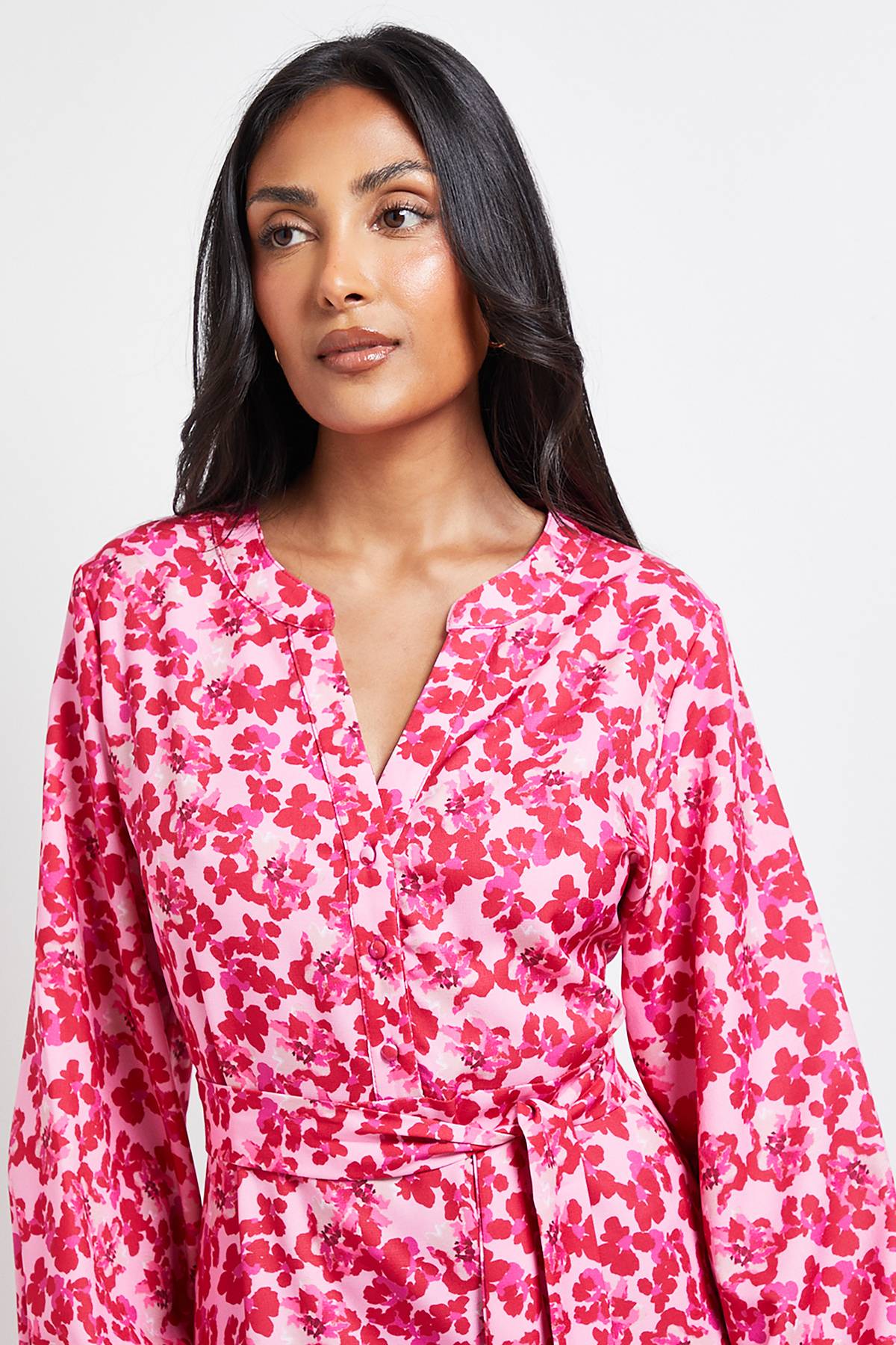 Wallis Robe Chemise Midi à Boutons Imprimé Floral Petite Taille