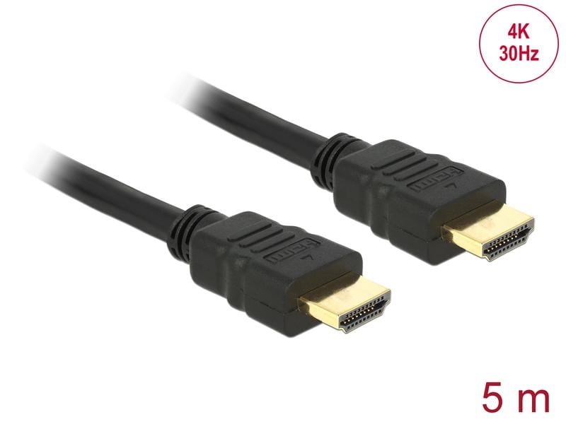 Delock Kabel 4K 30Hz HDMI - HDMI, 5 m Delock Kabel High Speed HDMI mit Ethernet – HDMI A Stecker > HDMI A Stecker 4K 5 m