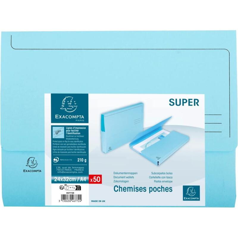 Paquet de 50 chemises poche SUPER 210 - 24,5x32,5cm