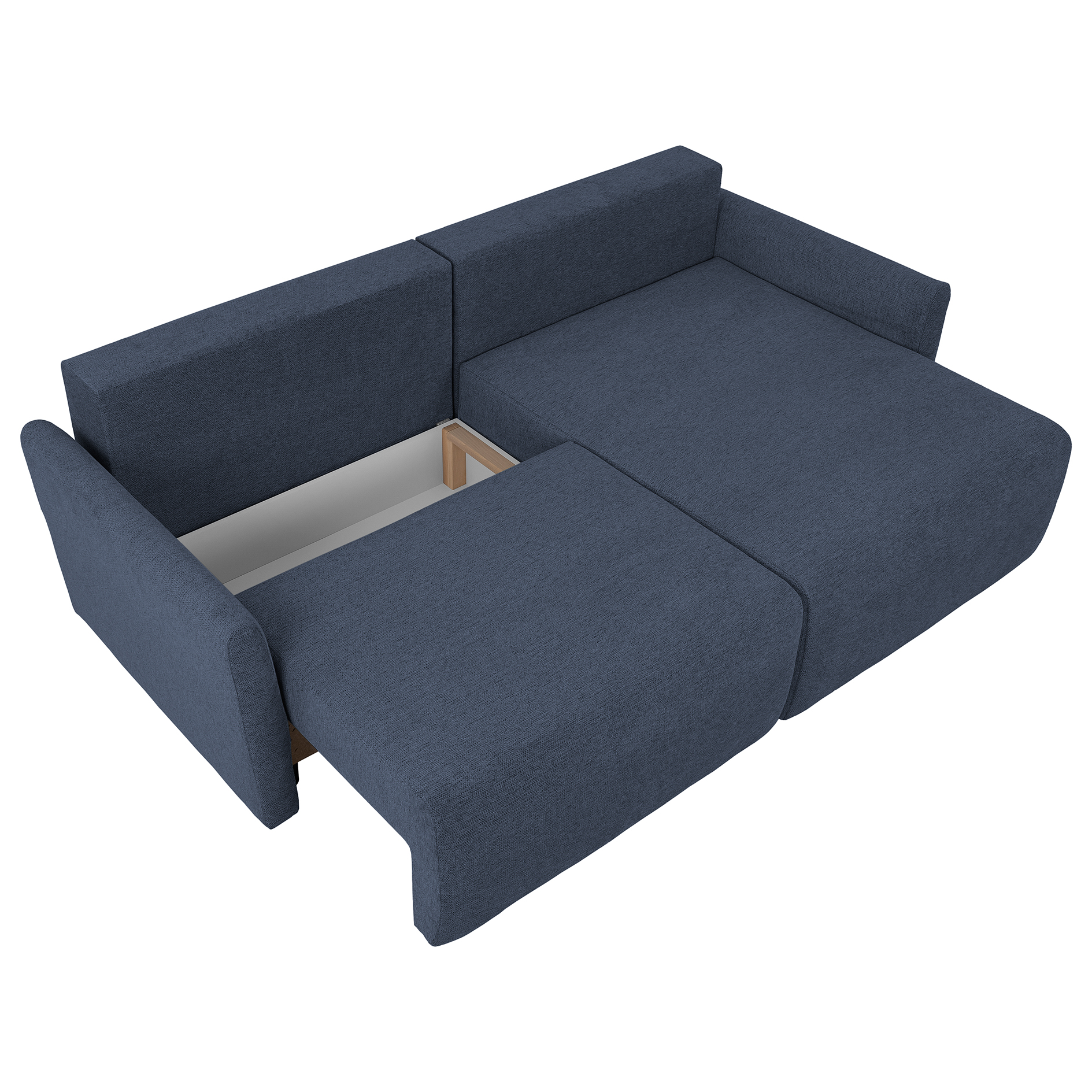 Ecksofa - navy - Liegefunktion und Staukasten - 228x146 cm