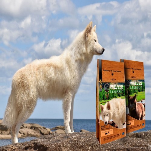 Wolves Legacy, ração para todas as raças adultas, com sabores de carne bovina, aves e salmão.