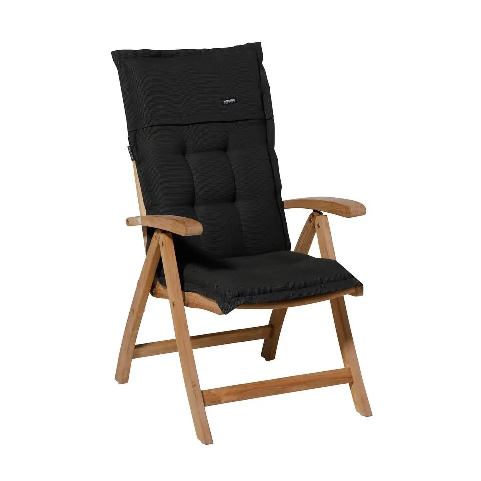 Madison - Tuinstoelkussen Lage Rug Rib black - Ca. 105x50 cm - Set van 4