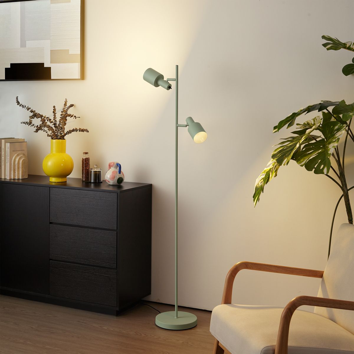 Moderne vloerlamp groen 2-lichts - Stijn