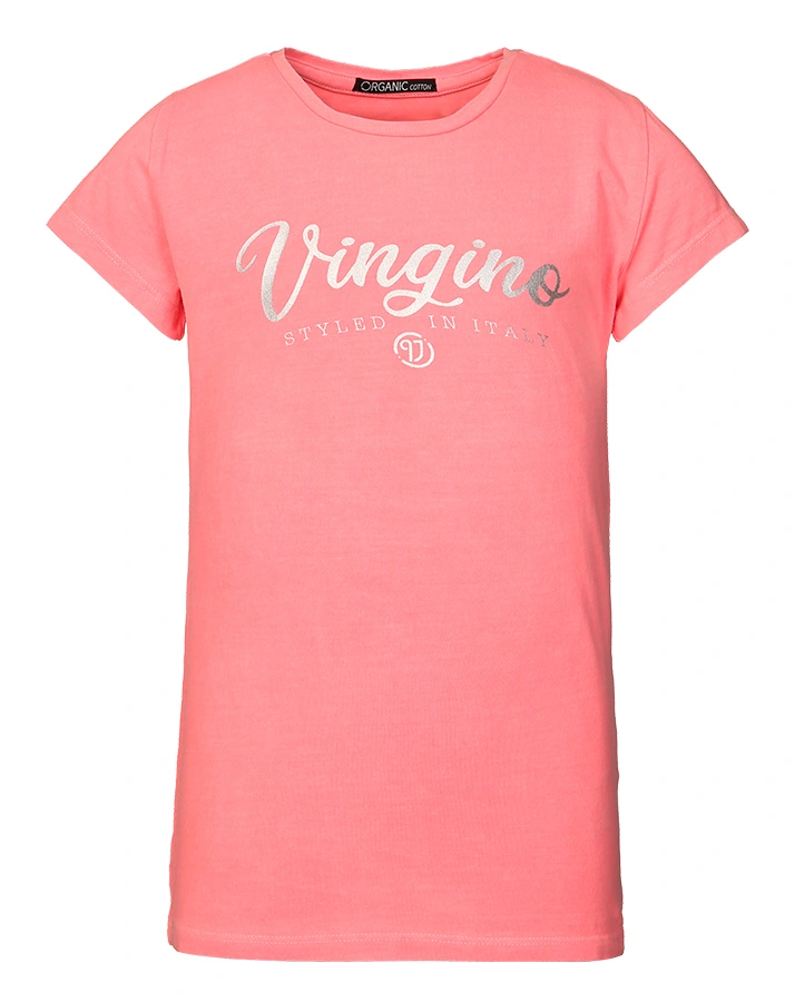 T-Shirt BASIC GIRL in neonkoralle
