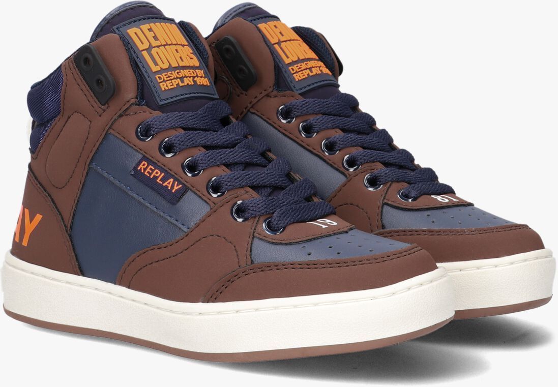 REPLAY blauwe replay hoge sneaker cobra