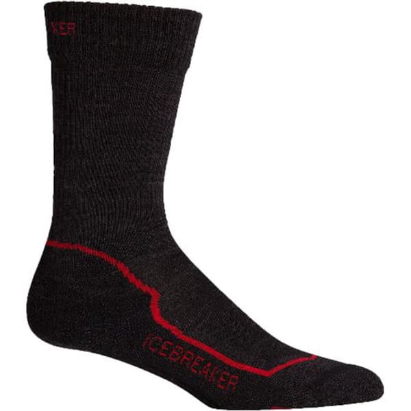 Chaussette randonnée ICEBREAKER HIKE+LT CREW JET HTHR/RED/ BLACK