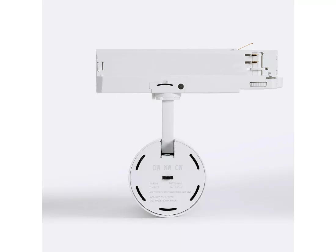 Spot LED sur Rail Triphasé 40W Carlo CCT Blanc (4000K - 5000K - 6000K) Sélectionnable