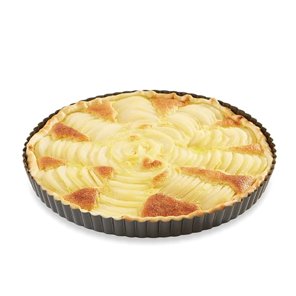 Lot 2 moules à tarte acier revêtu bords cannelés 24,5 et 28 cm Mathon
