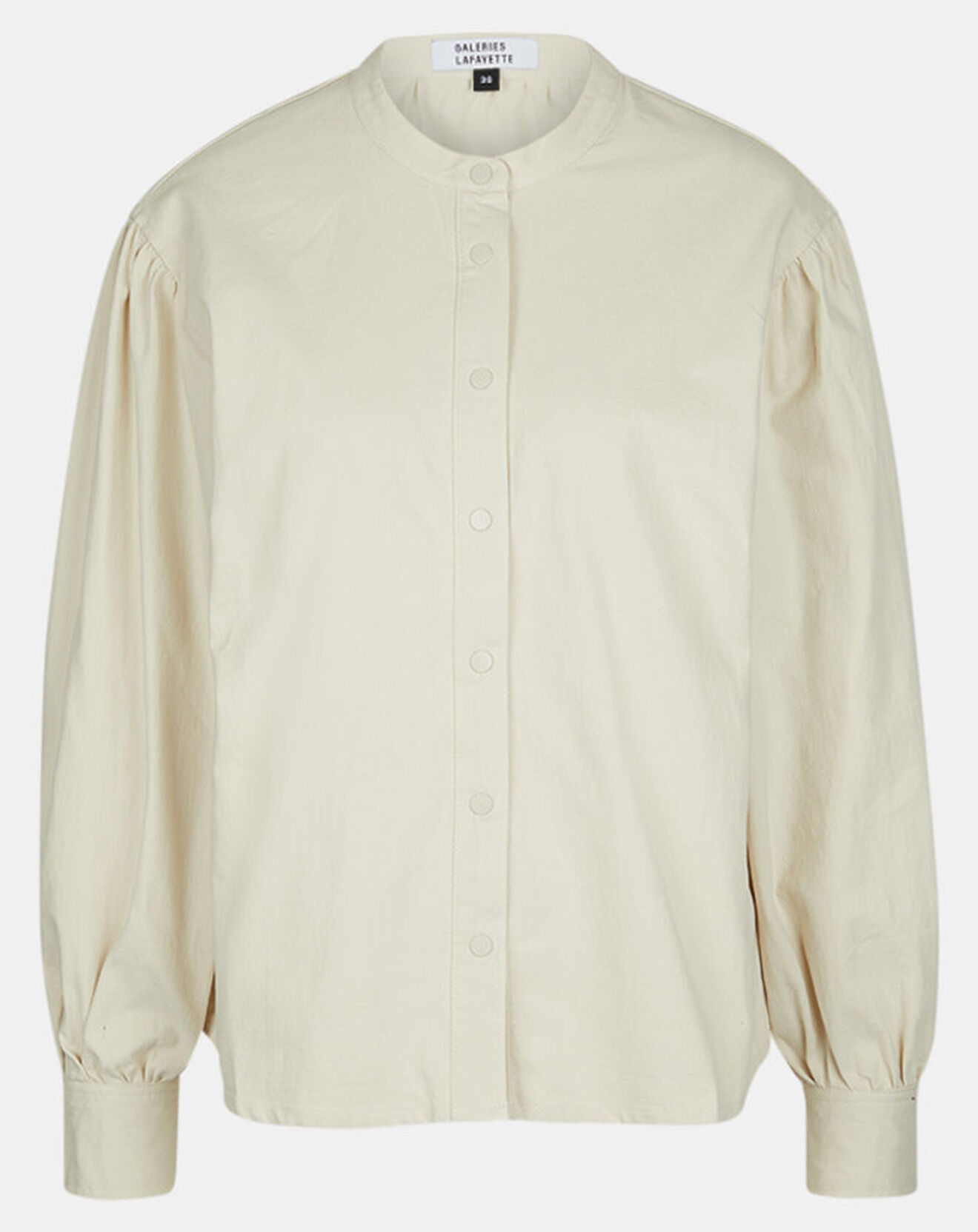 Galeries Lafayette Chemise en Coton Cachou col officier écrue