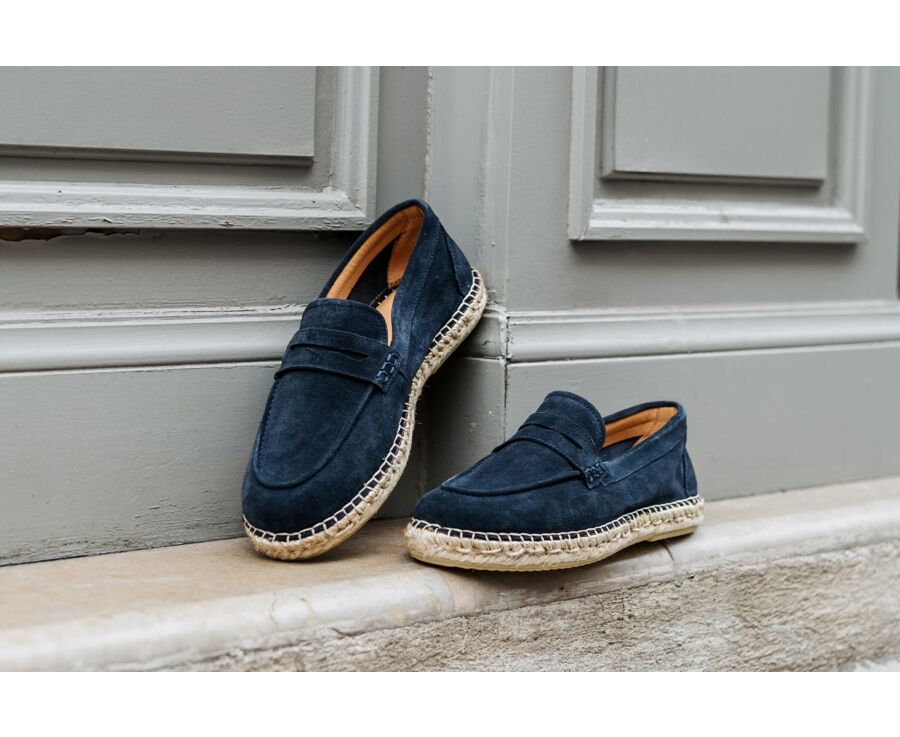 Mocassin homme été en velours Navy - PANAREA
