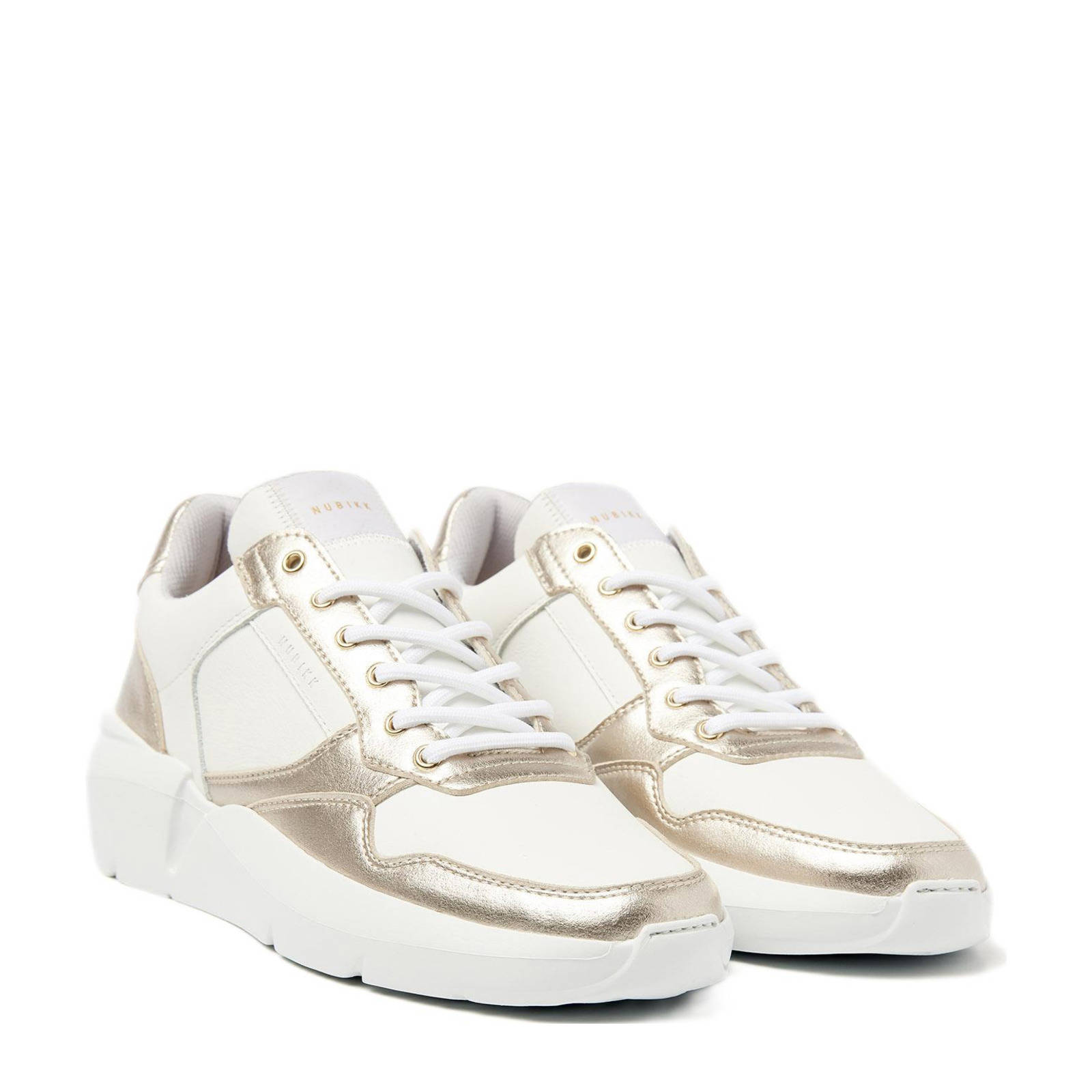 Nubikk leren sneakers wit/goud