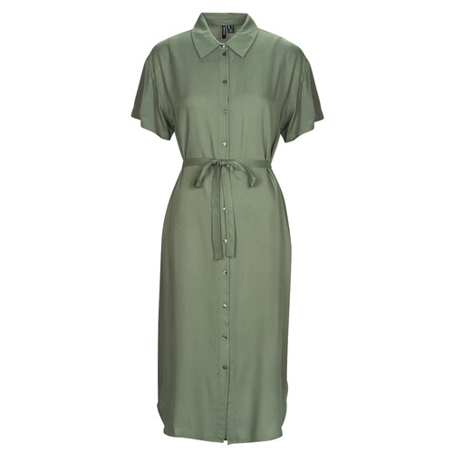 Vero Moda - VMBUMPY SS CALF SHIRT DRESS NOOS - Kaki