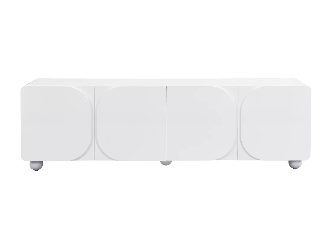 Meuble TV avec 4 portes en MDF - Blanc - YELDINIA