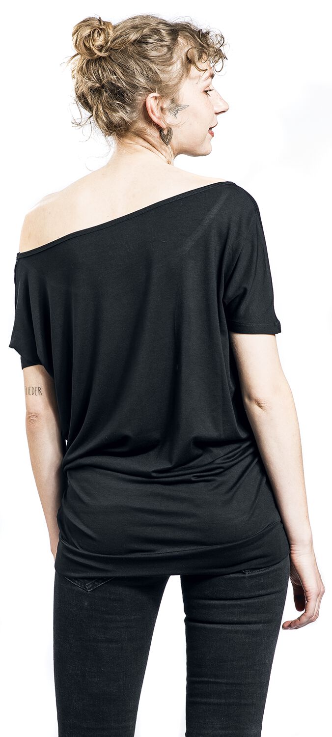T-Shirt Noir Col Bateau & Imprimé | Full Volume by EMP T-Shirt Manches courtes