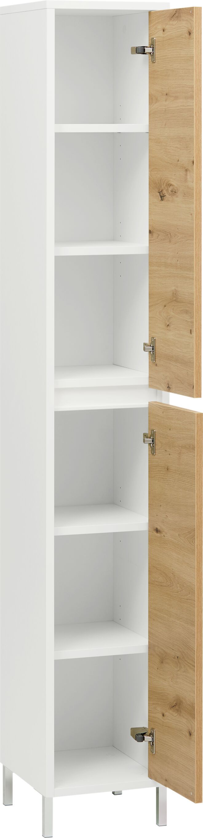 SIERRA Hochschrank - Weiss / Eiche / B: 30.0 cm x T: 35.0 cm x H: 190.0 cm