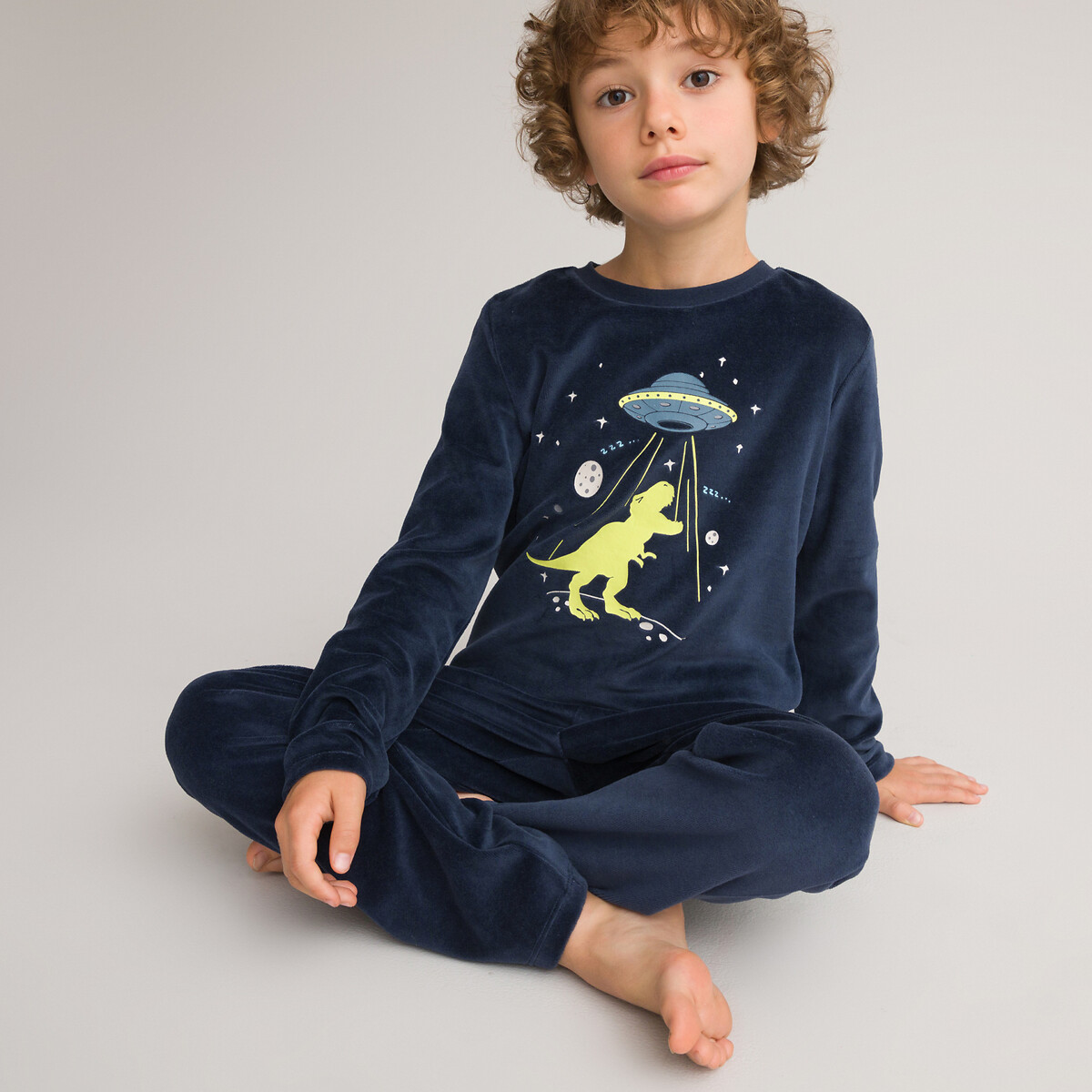 COLEÇÕES LA REDOUTE<br>Pijama de veludo, dinossauro fosforescente