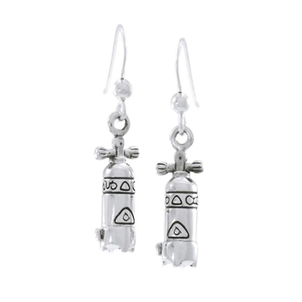 Dive silver Small Air Tank Long Hook Ohrring
