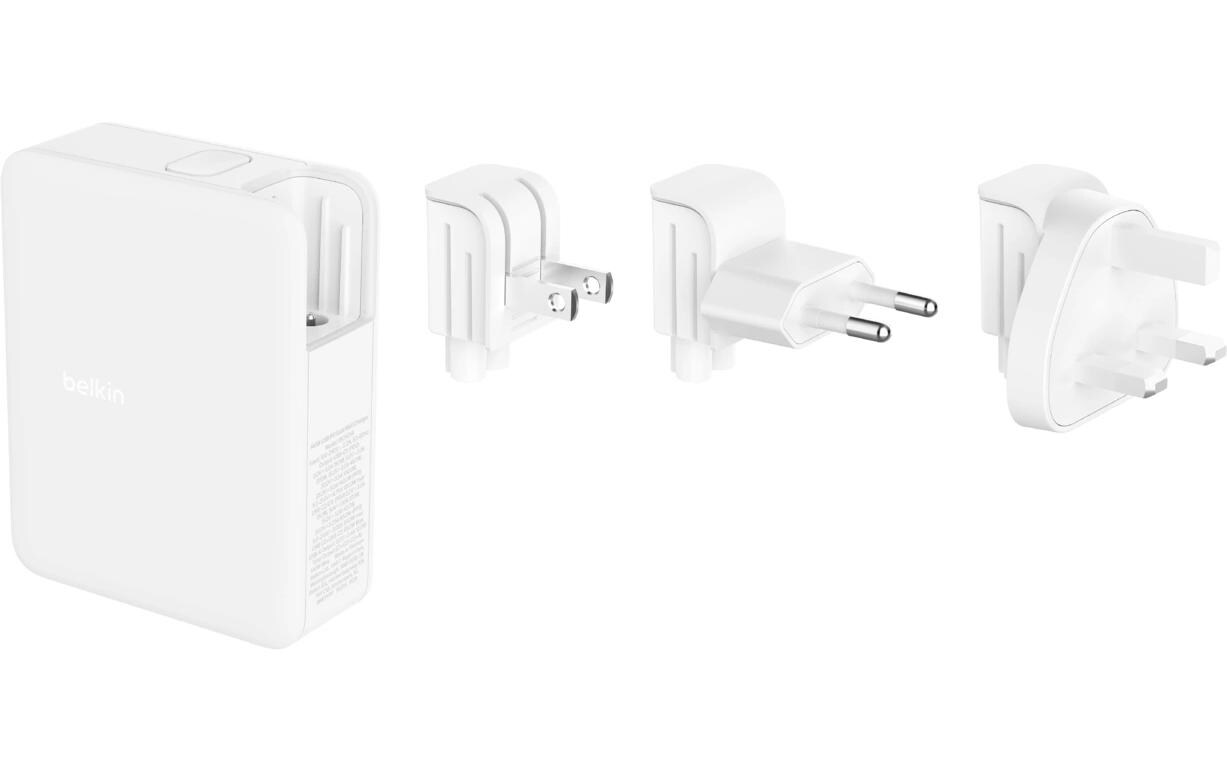 USB-Wandladegerät 1xUSB-A/3xUSB-C Weiss<br>140-W-4-Port-GaN-Ladegerät inkl. UK, EU, US Adapter
