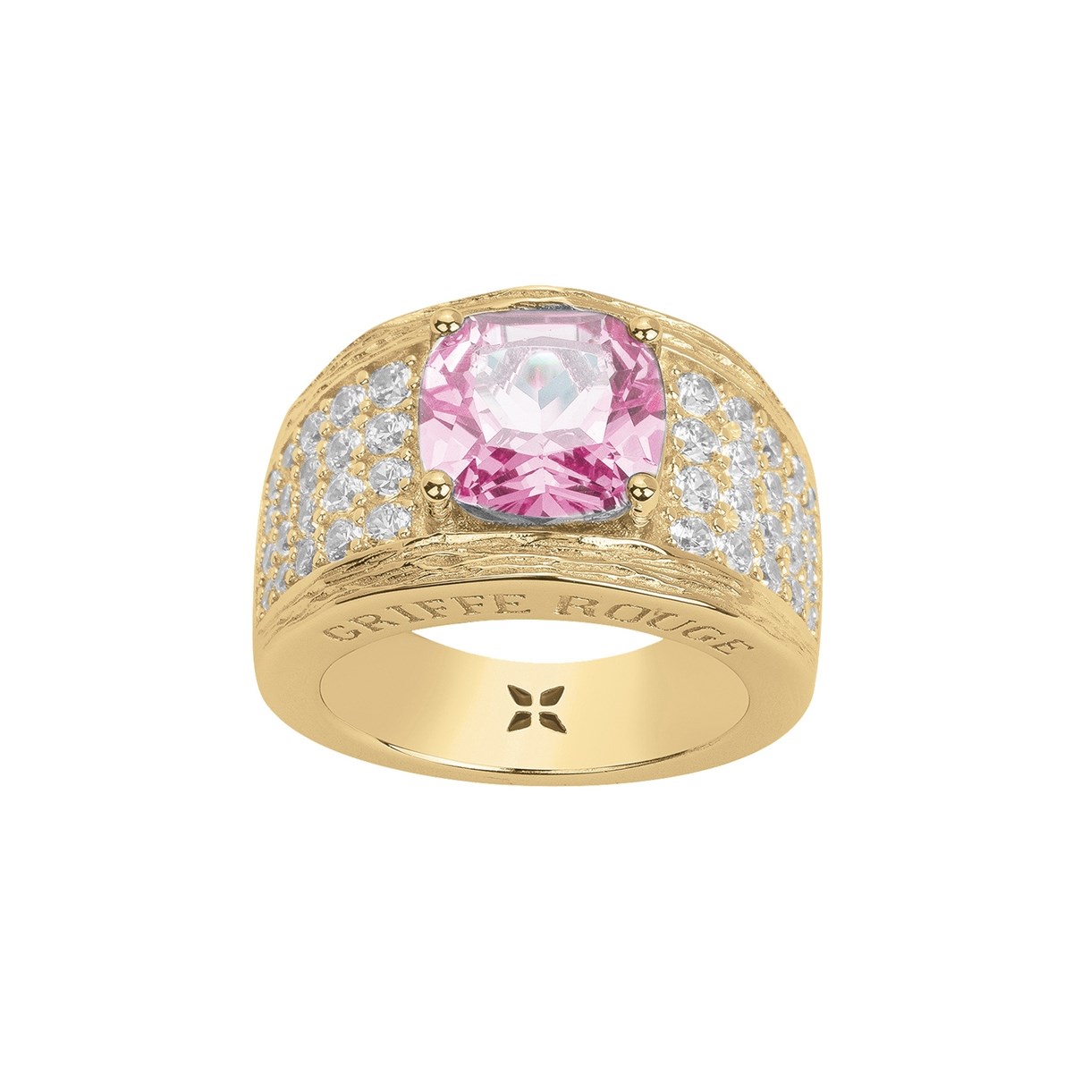 Bague MARGARET en Plaqué Or avec pierre synthétique rose