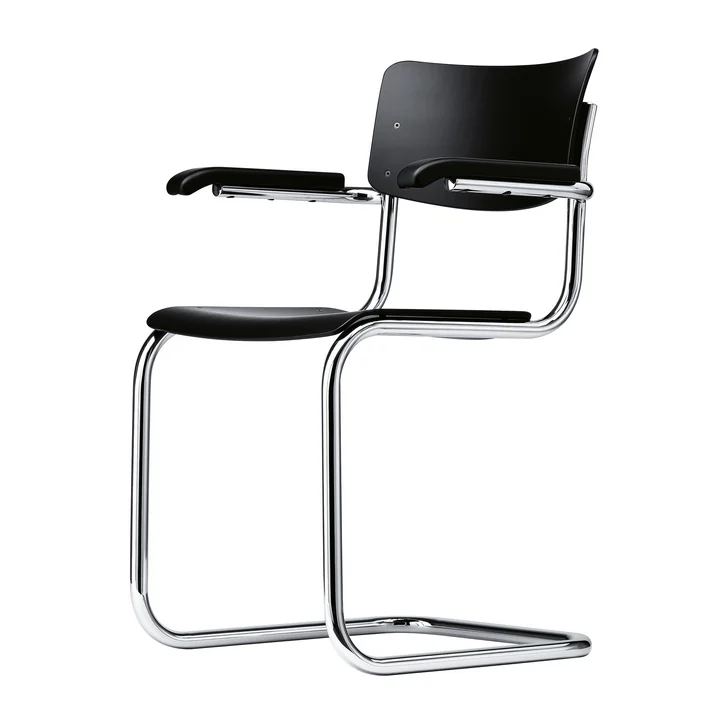 Thonet - S 43 F Stuhl, Chrom / Buche schwarz gebeizt (TP 29)