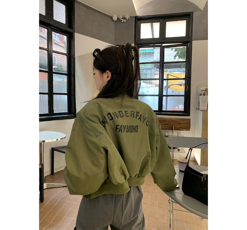 Tonni's - Lettering Crop Zip Bomberjack