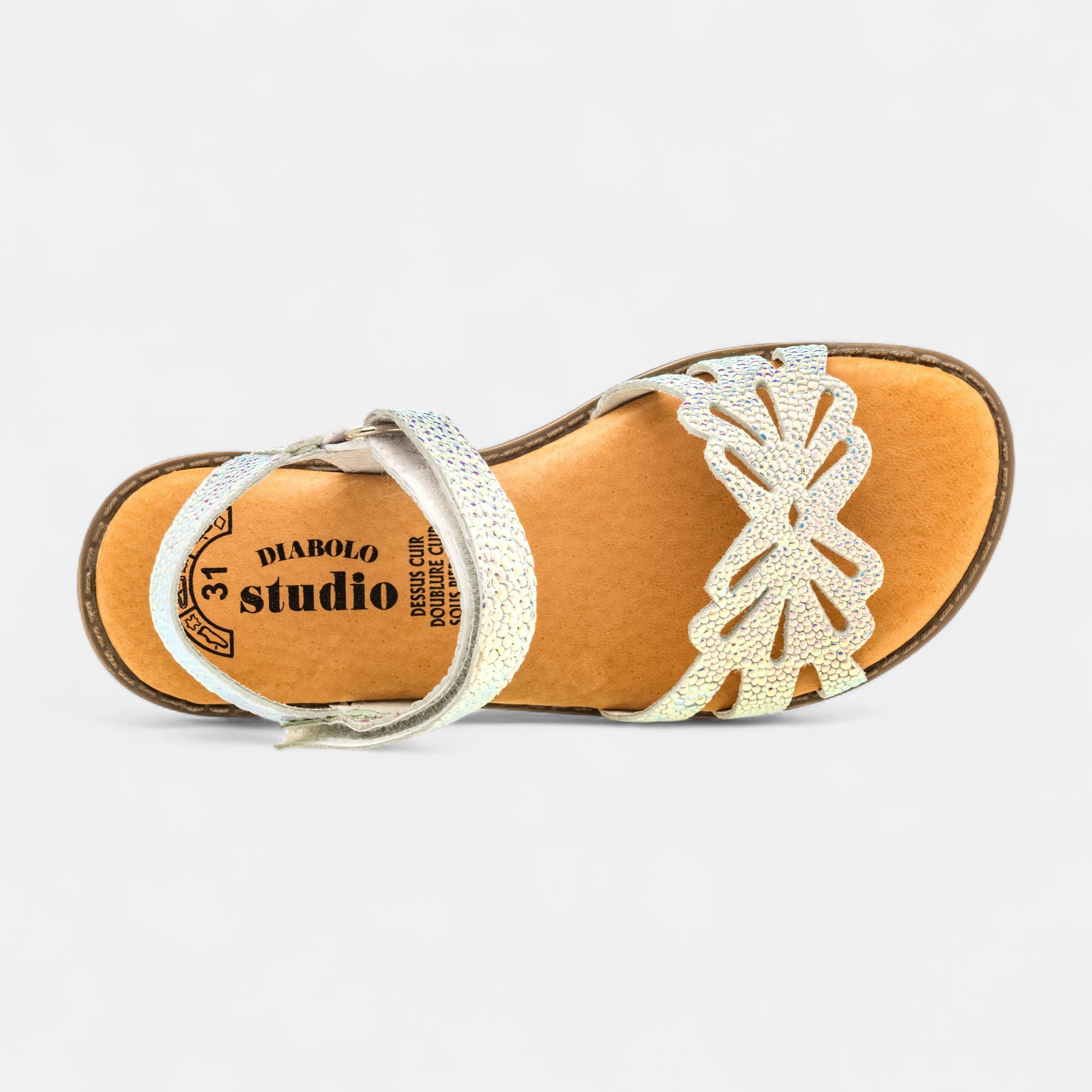 Nu-pieds Fille en cuir or
