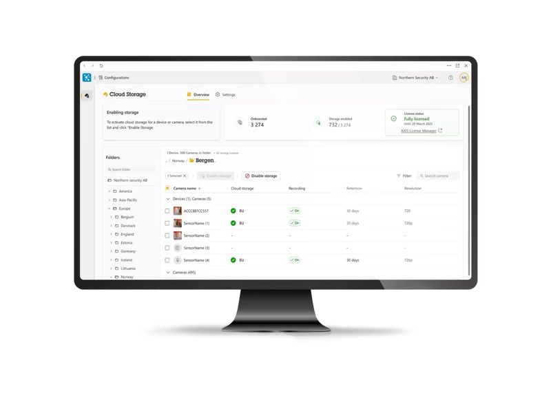 Axis Cloud VMS Camera Station Cloud Storage 1 Jahr, 720p, 3 Schützt Ihre Aufzeichnungen ausserhalb des Standorts