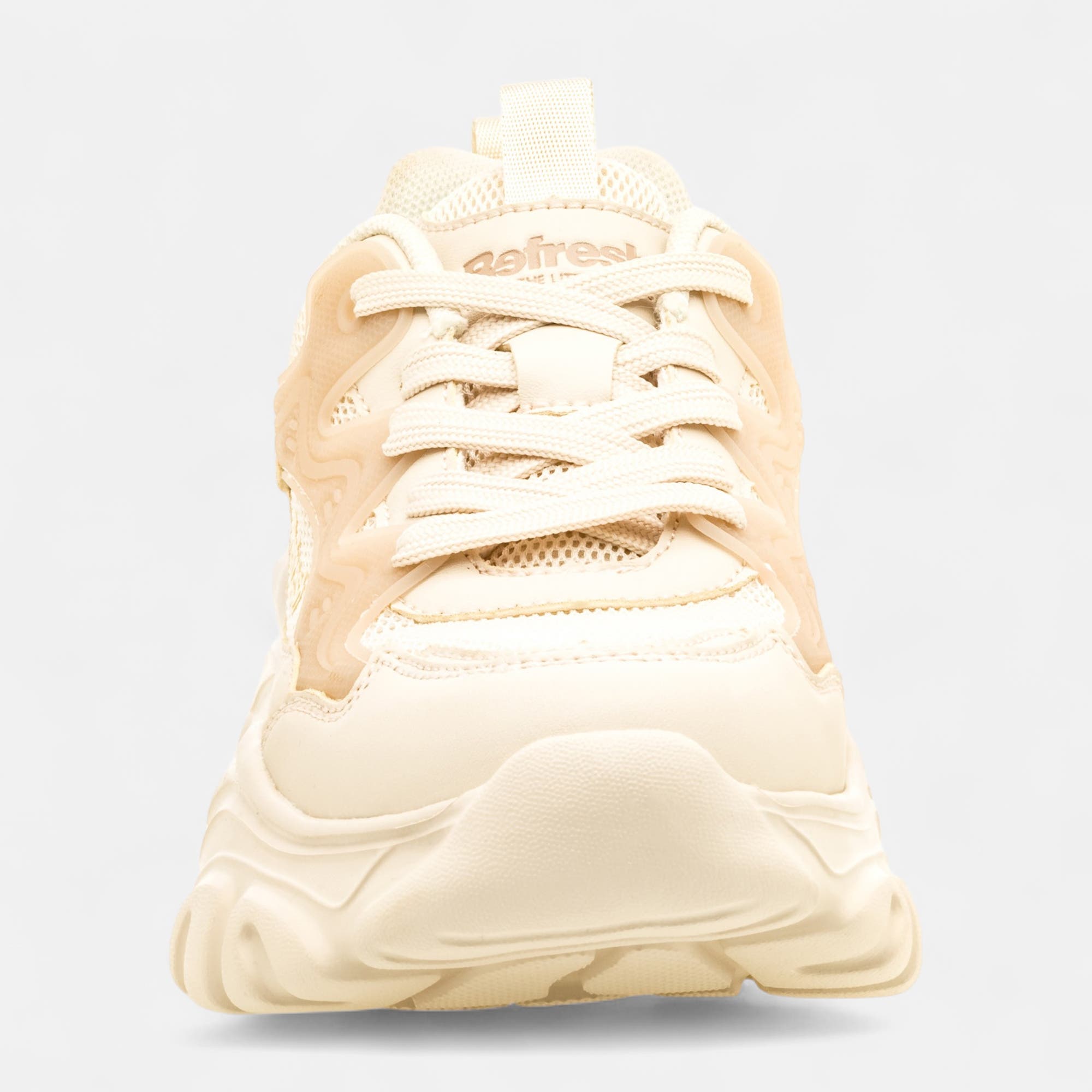 Baskets basses à talon compensé Femme beige